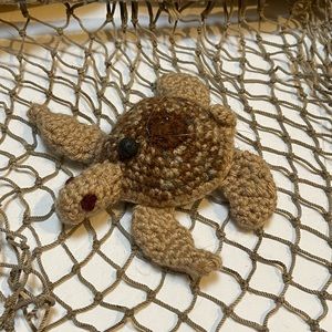 Crochet Brown & Tan Lava Bead Essential Oil Diffuser Sea Turtle Ornament SK